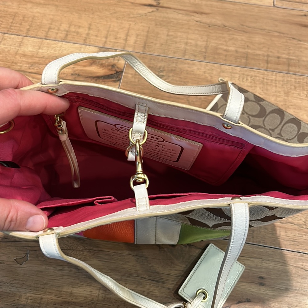 Coach Signature Stripe Tote Purse Multicolor 10859 & Matching Wallet - Picture 10 of 13